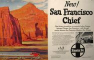 1954 Santa Fe Railroad Ad ~ San Francisco Chief ~ Temple Rock, NM