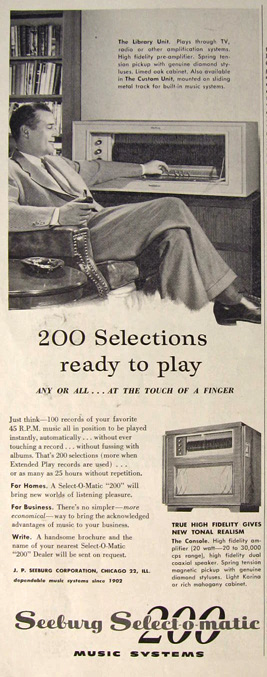 1954 Seeburg Select-O-Matic 200 Music System Ad