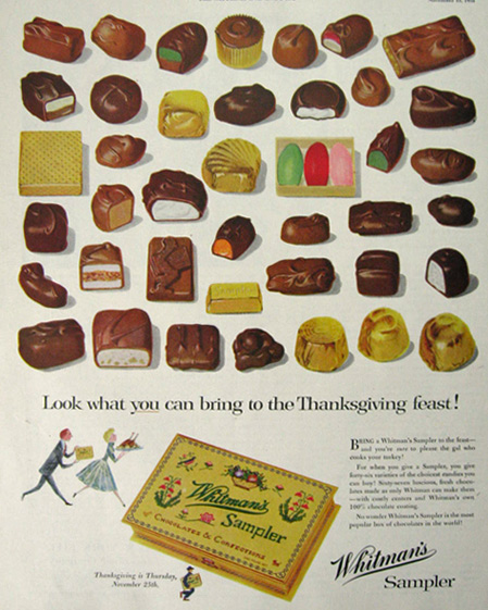 1954 Whitman's Chocolate Ad ~ 46 Varieties of Candy