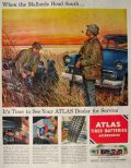 1955 Atlas Auto Supply Ad ~ Mallard Hunting