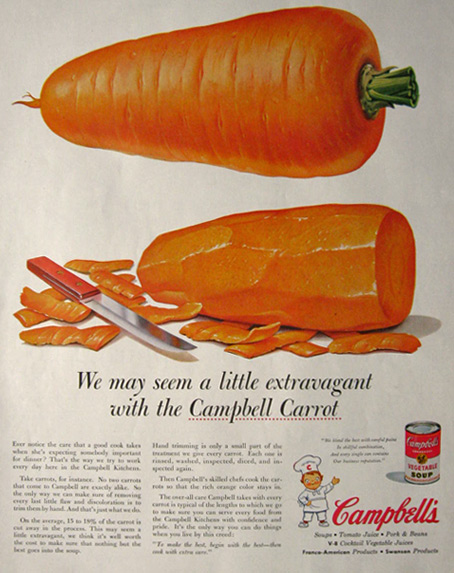 1955 Campbell's Vegetable Soup Ad ~ Campbell's Carrots