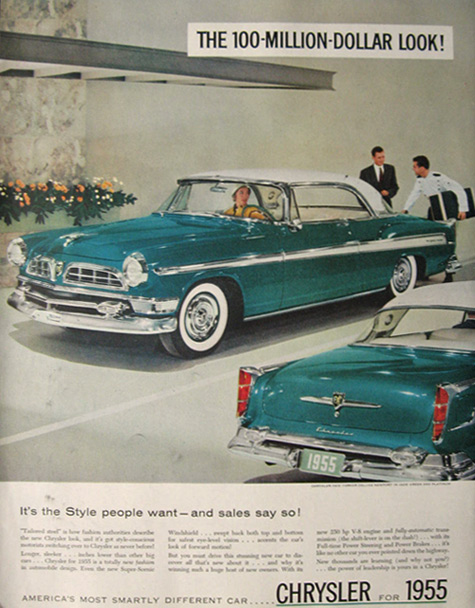 1955 Chrysler New Yorker Deluxe Newport Ad ~ Jade Green