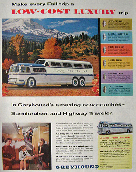 1955 Greyhound Bus Ad ~ Scenicruiser