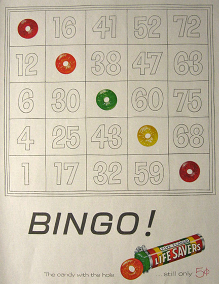 1955 Lifesavers Candy Ad ~ Bingo