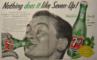 1955 Vintage Seven-Up Ad ~ Man Drinks 7-Up