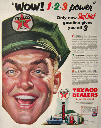 1955 Texaco Sky Chief Gasoline Ad