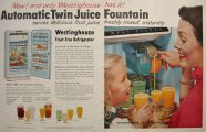 1955 Westinghouse Refrigerator Ad ~ Twin Juice Fountain