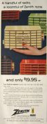 1955 Vintage Retro Zenith Pacemaker Radio Ad
