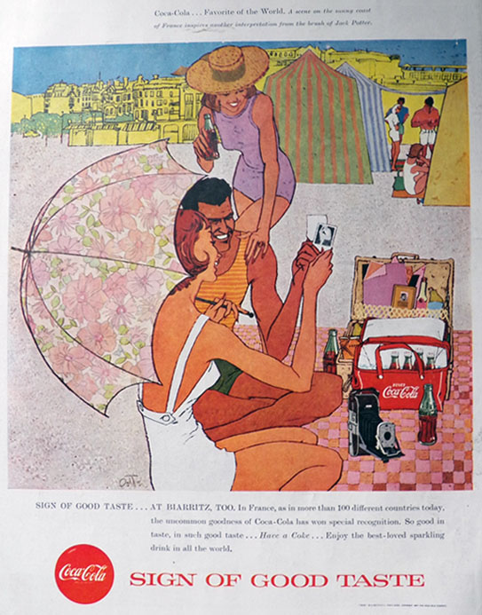 1957 Coke Coca Cola Ad ~ Jack Potter Biarritz, France