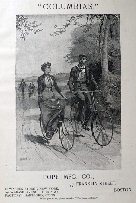 1891 Antique Pope Columbia Bicycle Ad