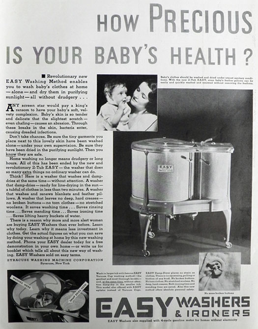 1932 Easy Washing Machine Ad ~ Baby's Health