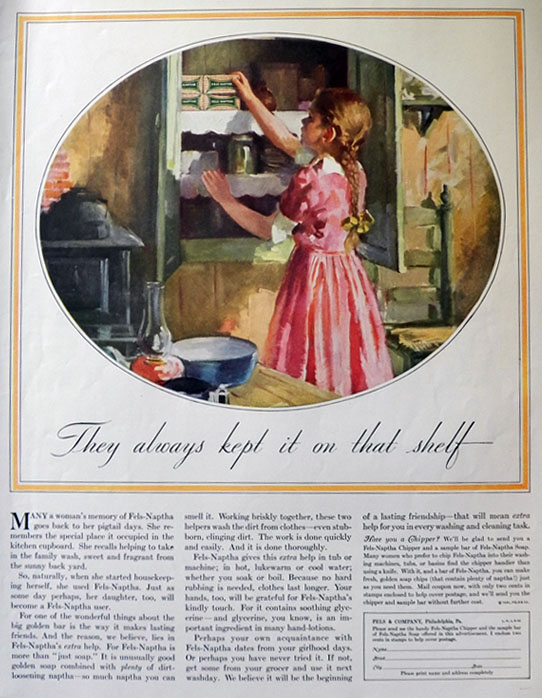1932 Fels Naptha Soap Ad ~ Kept on That Shelf
