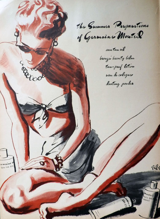 1942 Vintage Germaine Monteil Suntan Lotion Ad