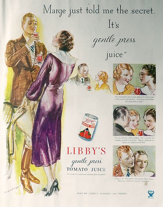 1933 Libby's Tomato Juice Ad ~ Henry Raleigh Art