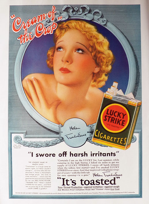 1932 Lucky Strike Cigarettes Ad ~ Helen Twelvetrees