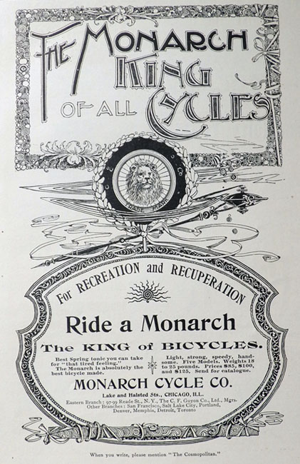 1895 Monarch Bicycle Ad ~ For Recreation & Recuperation