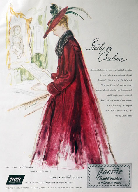 1948 Pacific Mills Ad ~ Vintage Wool Coat