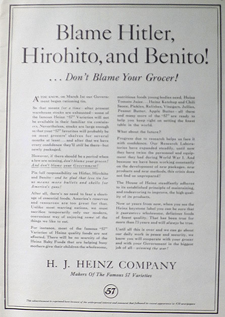 1942 WWII Heinz Co. Ad ~ Tin Rationing