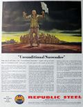 1943 Republic Steel Ad ~ Unconditional Surrender