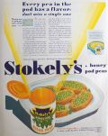 1932 Stokely's Honey Pod Sugar Peas Ad ~ Every Pea Has a Flavor