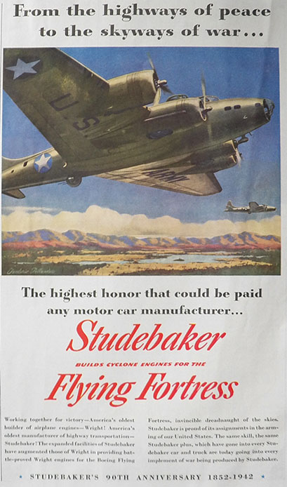1942 WWII Studebaker Ad ~ Flying Fortress
