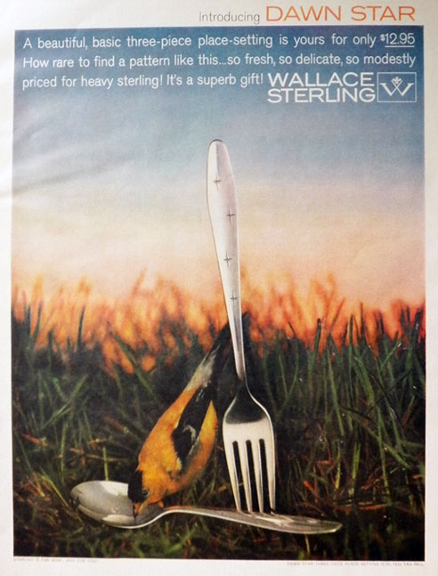 1958 Wallace Sterling Silverware Ad ~ Dawn Star
