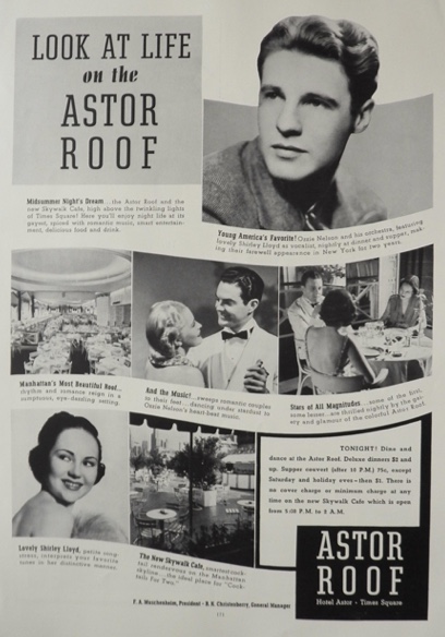 1937 Hotel Astor Ad ~ Astor Roof ~ Ozzie Nelson