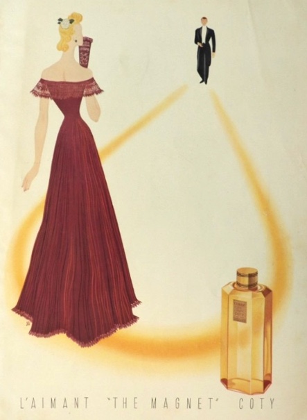 1938 Coty L'Aimant Perfume Ad ~ The Magnet
