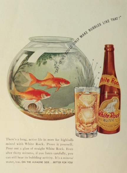 1938 White Rock Mineral Water Ad ~ Goldfish, Vintage Beverage Ads (Other)