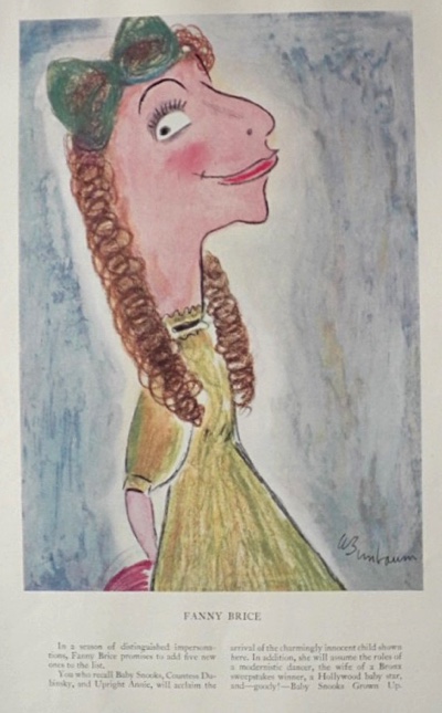 1936 Fanny Brice Caricature Print ~ Abe Birnbaum