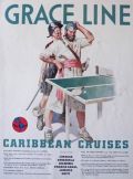 1938 Grace Cruise Lines Ad ~ Pirates Play Ping-Pong
