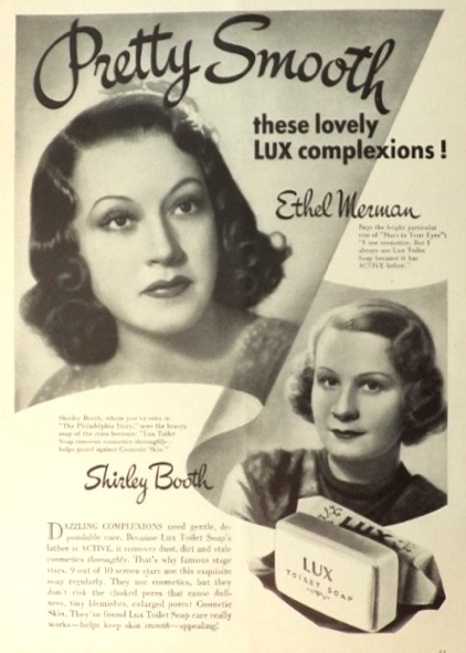 1939 Lux Soap Ad ~ Ethel Merman, Shirley Booth