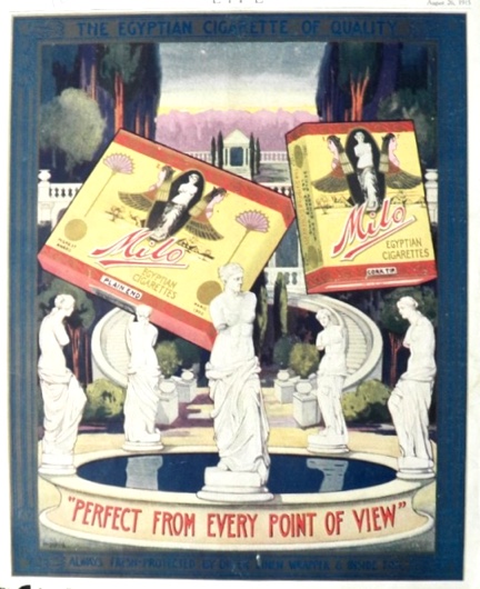 1915 Milo Egyptian Cigarettes Ad ~ Venus de Milo Statue