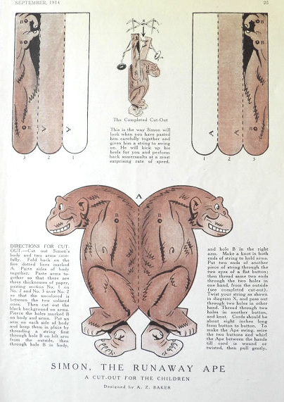 1914 Children's Cut-Outs ~ Simon the Runaway Ape
