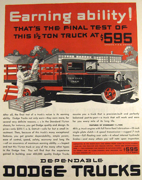 1931 Dodge Truck Ad ~ Fair Oaks Farm