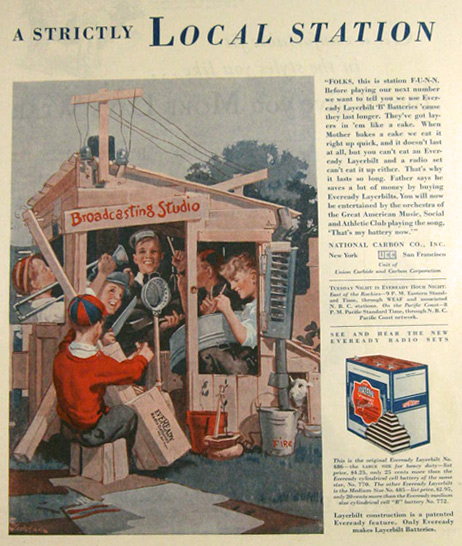 1929 Eveready Radio Battery Ad ~ E.M. Jackson Art