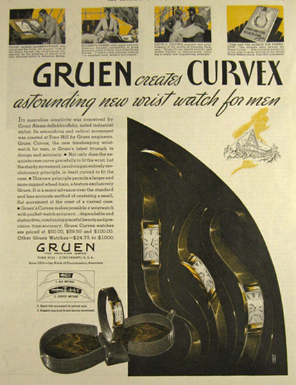 1935 Gruen Curvex Men's Watch Ad