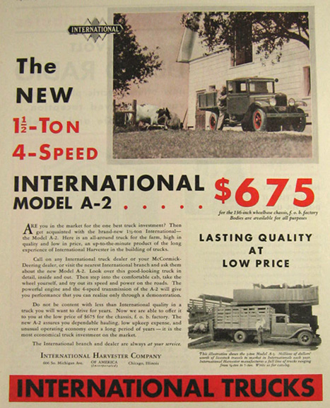 1931 International Harvester A-2 Truck Photo Ad