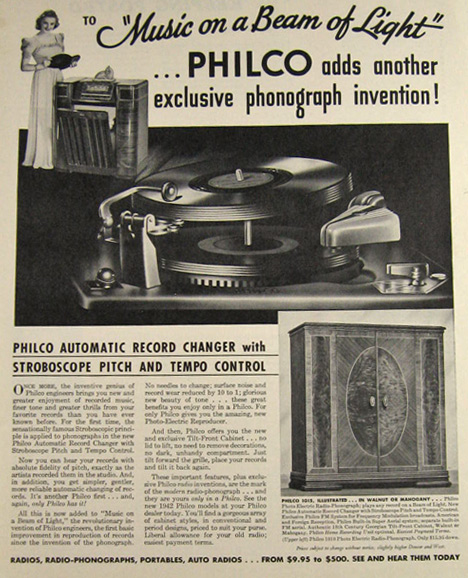 1941 Philco Radio Ad ~ Automatic Record Changer