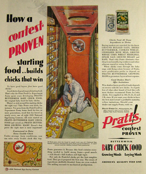 1929 Pratt's Baby Chick Food Ad