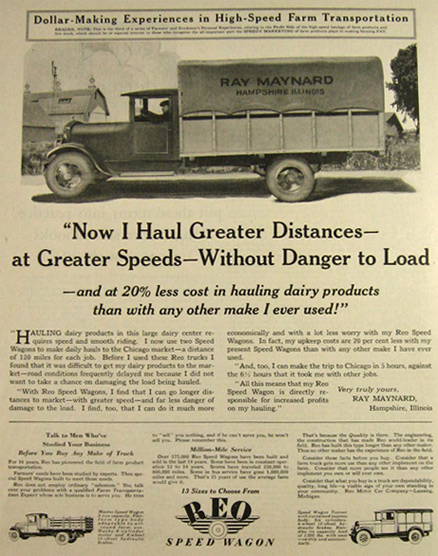 1929 REO Speed Wagon Truck Ad ~ Hampshire, IL