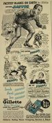 1947 Gillette Razor Blades Ad ~ Olympic Skater Irving Jaffee