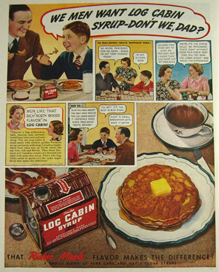 Vintage 1940s Log Cabin Syrup Ad