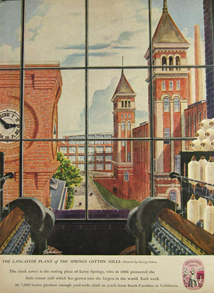 1947 Springmaid Fabrics Ad ~ George Erben Art, Lancaster SC
