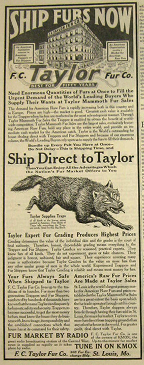 1929 F.C. Taylor Fur Ad