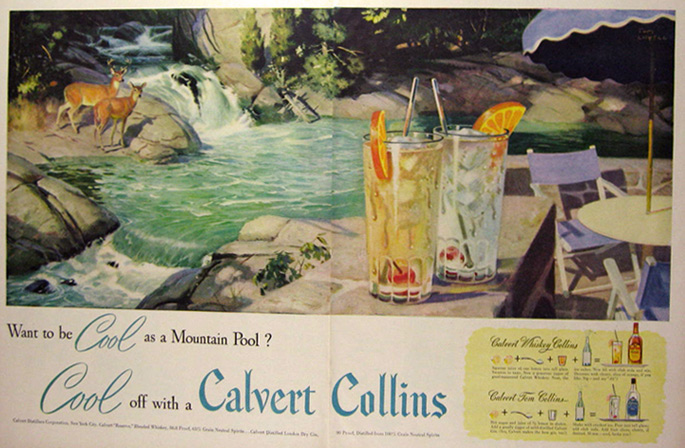 1947 Calvert Whiskey Ad ~ Deer at Stream ~ Tom Lovell Art