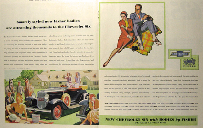 1931 Chevy Six Ad ~ McClelland Barclay