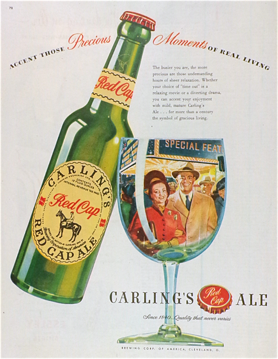 1946 Carling's Red Cap Ale Beer Ad ~ Precious Moments