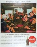1946 Coca Cola Coke Ad ~ Soldier Plays Fiddle