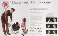 1937 Texaco Gas Ad ~ Attendant Oils Doll Carriage